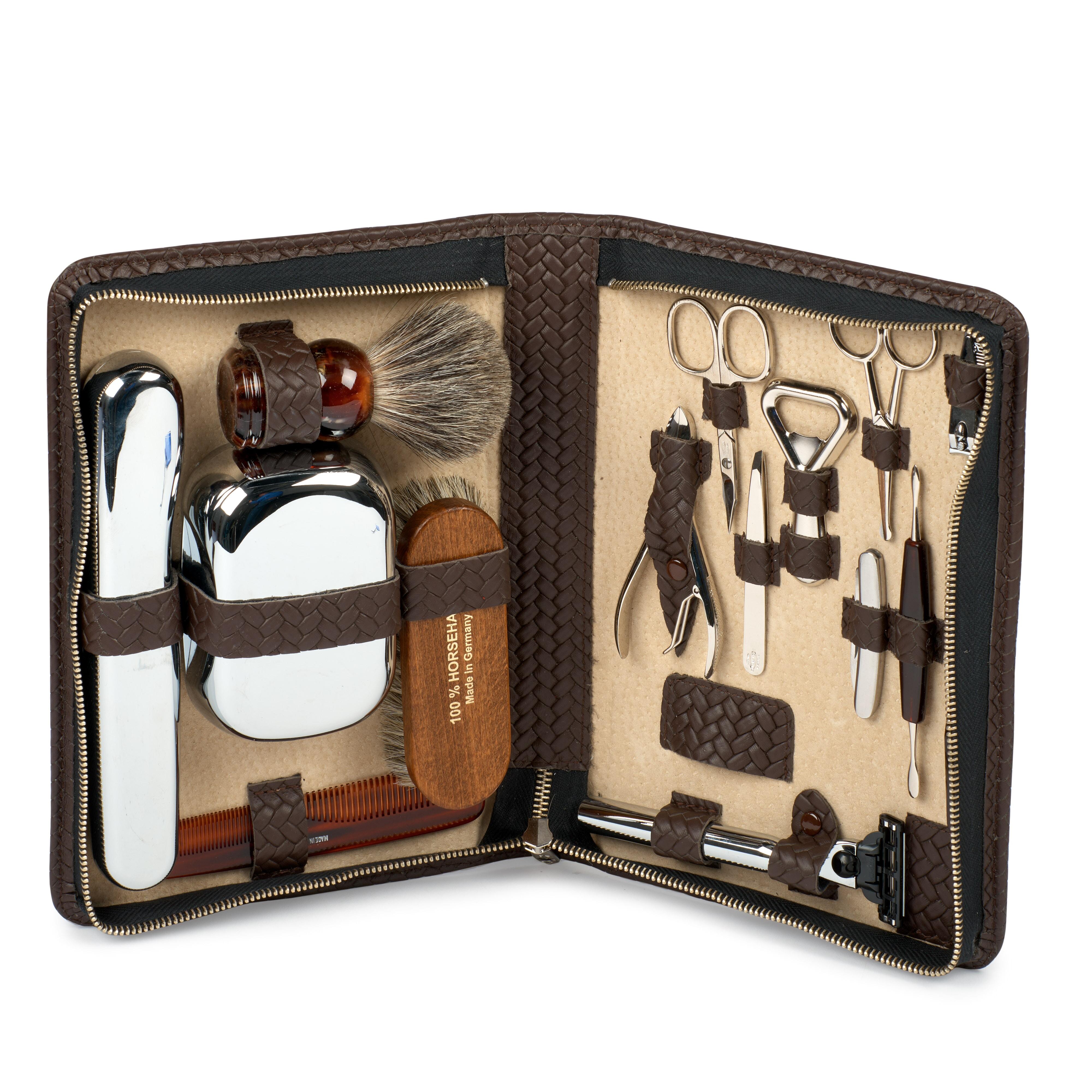 Mens leather sales grooming bag